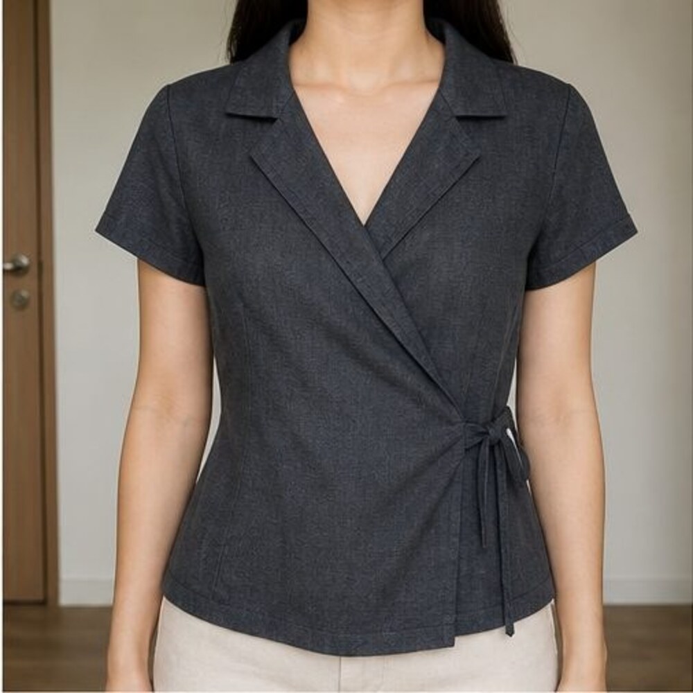 Charcoal Ruffle Blouse - Picture 2 of 6